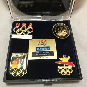 Vintage JCPenney 1992  Summer Olympics Barcelona Collector’s Pin Set in Cas